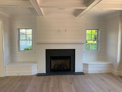 New Fireplace installation on white walled room from alpine fireplaces
